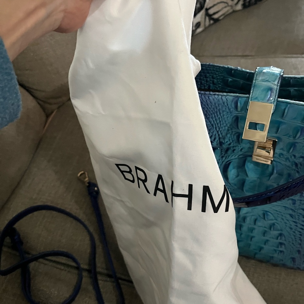 Elegant Brahmin Blue Crocodile-Embossed Women Bag - Picture 9 of 12
